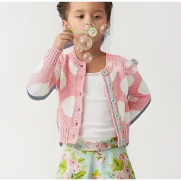 Matilda Jane Hello Lovely On the Spot Pink Polka Dot Cardigan Sz 18-24 Mos - Picture 4 of 5